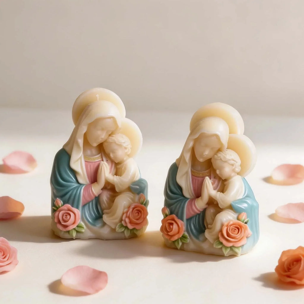 Virgin Mary Baby Jesus Silicone Mold 3D Religious Candle Soap Resin