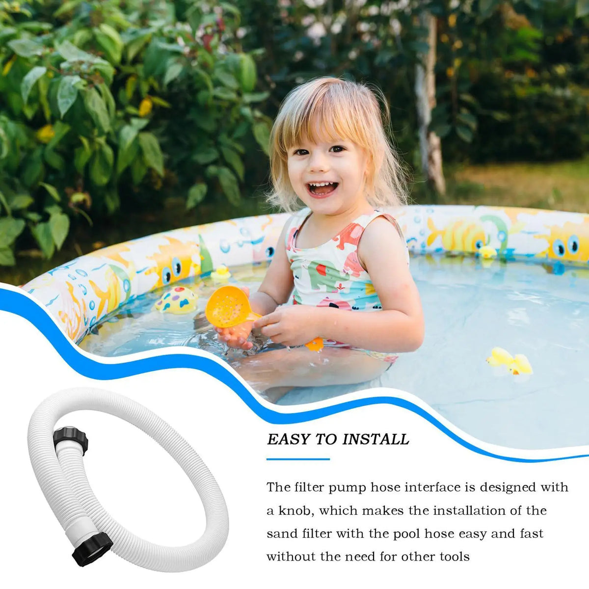 Pool Pump Replacement Hose 59" Quick-Connect Heavy-Duty