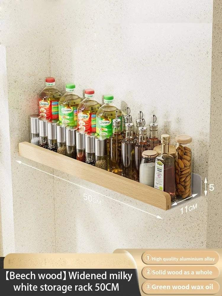 Wall Mounted Solid Wood Spice Rack | Kitchen Seasoning Organizer