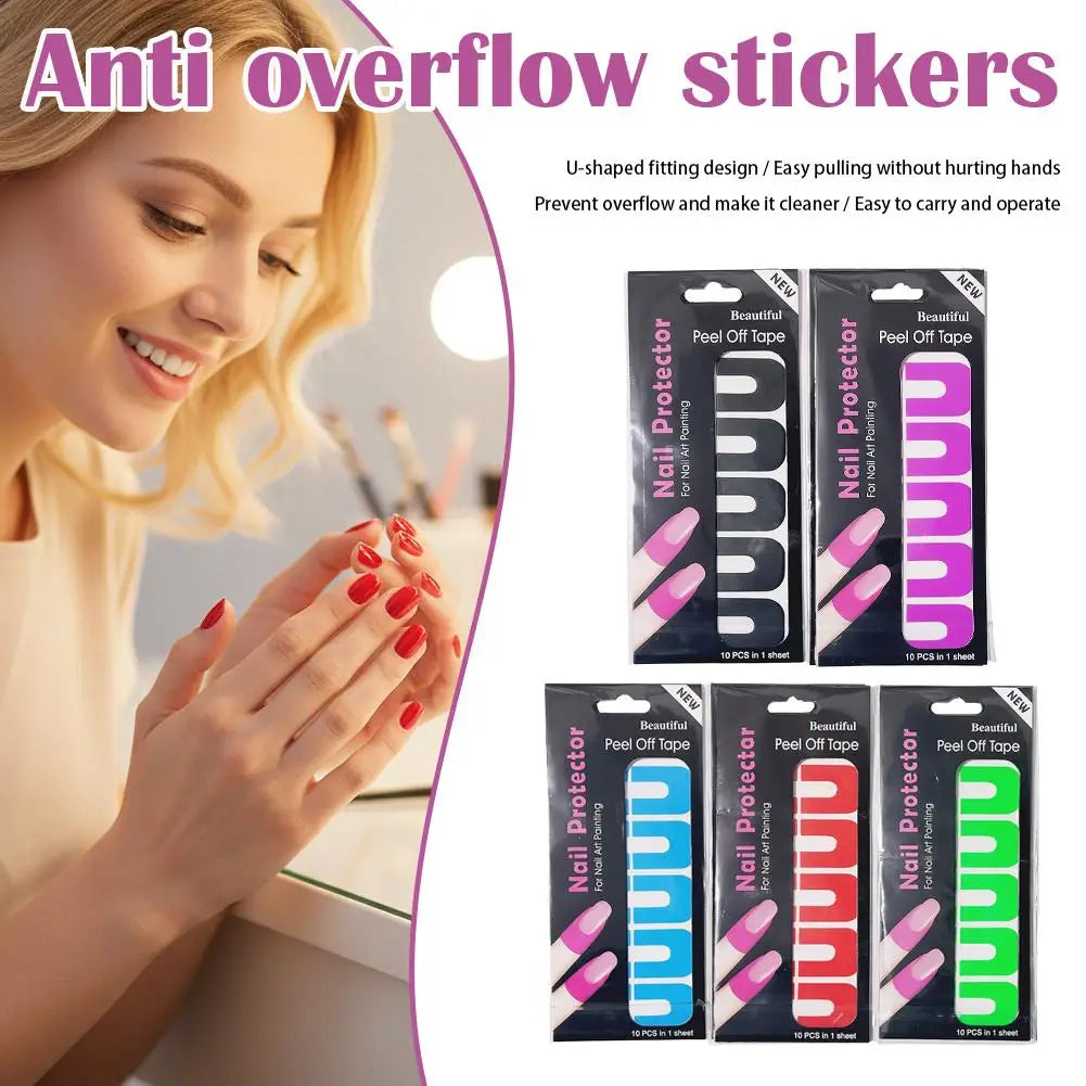 U-Shape Nail Polish Barrier Stickers | Spill-Proof Gel Stencils