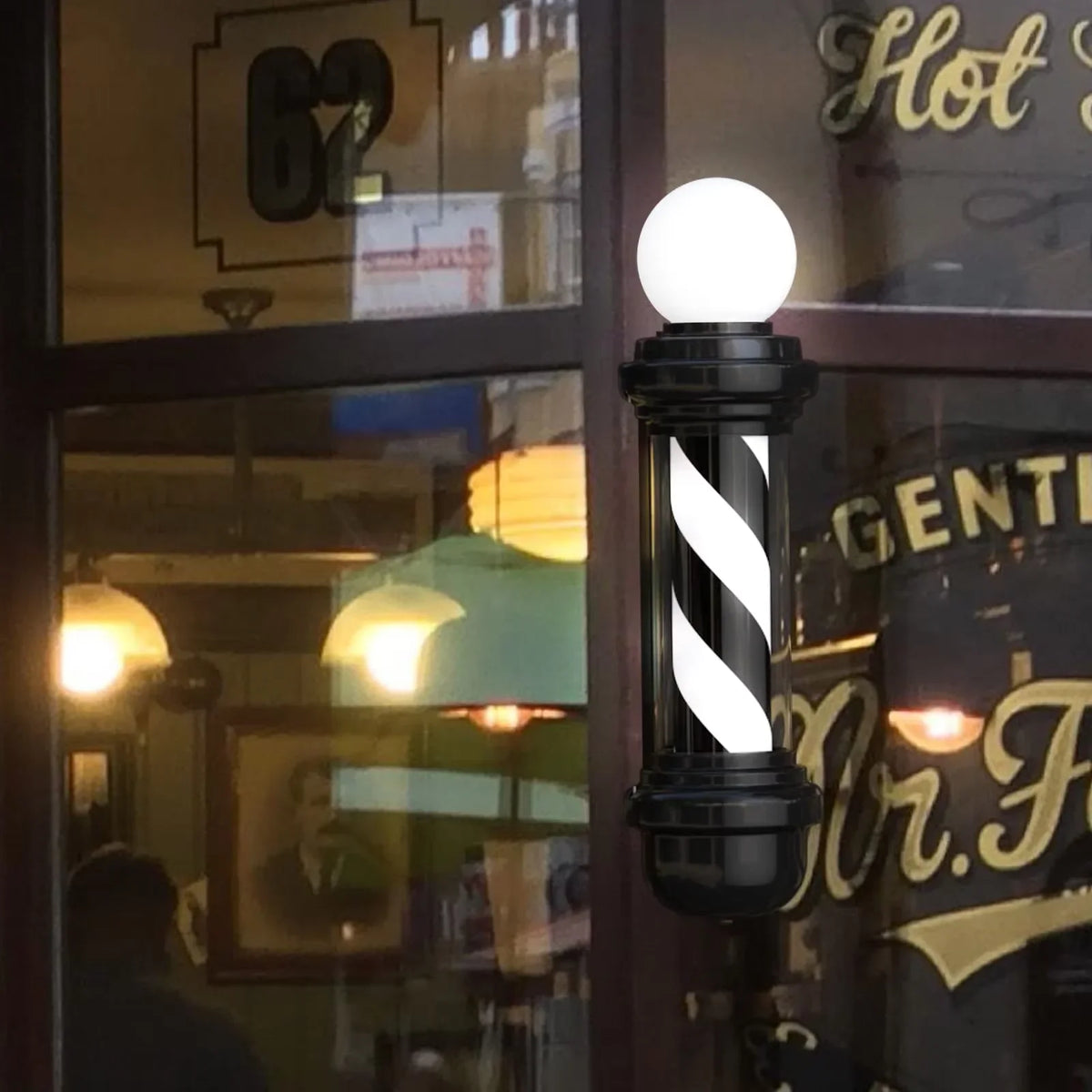 27" Rotating LED Barber Pole Sign | Waterproof Wall Mount Light
