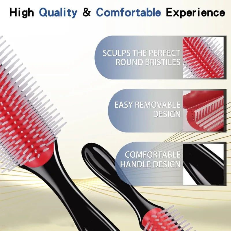 9-Row Detangling Hairbrush & Scalp Massager – Curly & Wet Hair