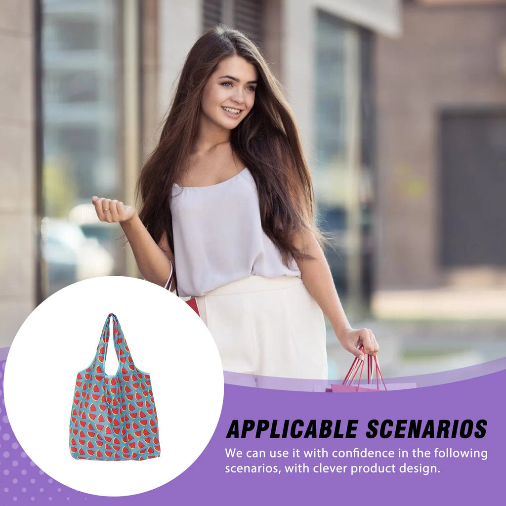 Foldable Reusable Grocery Tote Bag – Floral Fruit Print