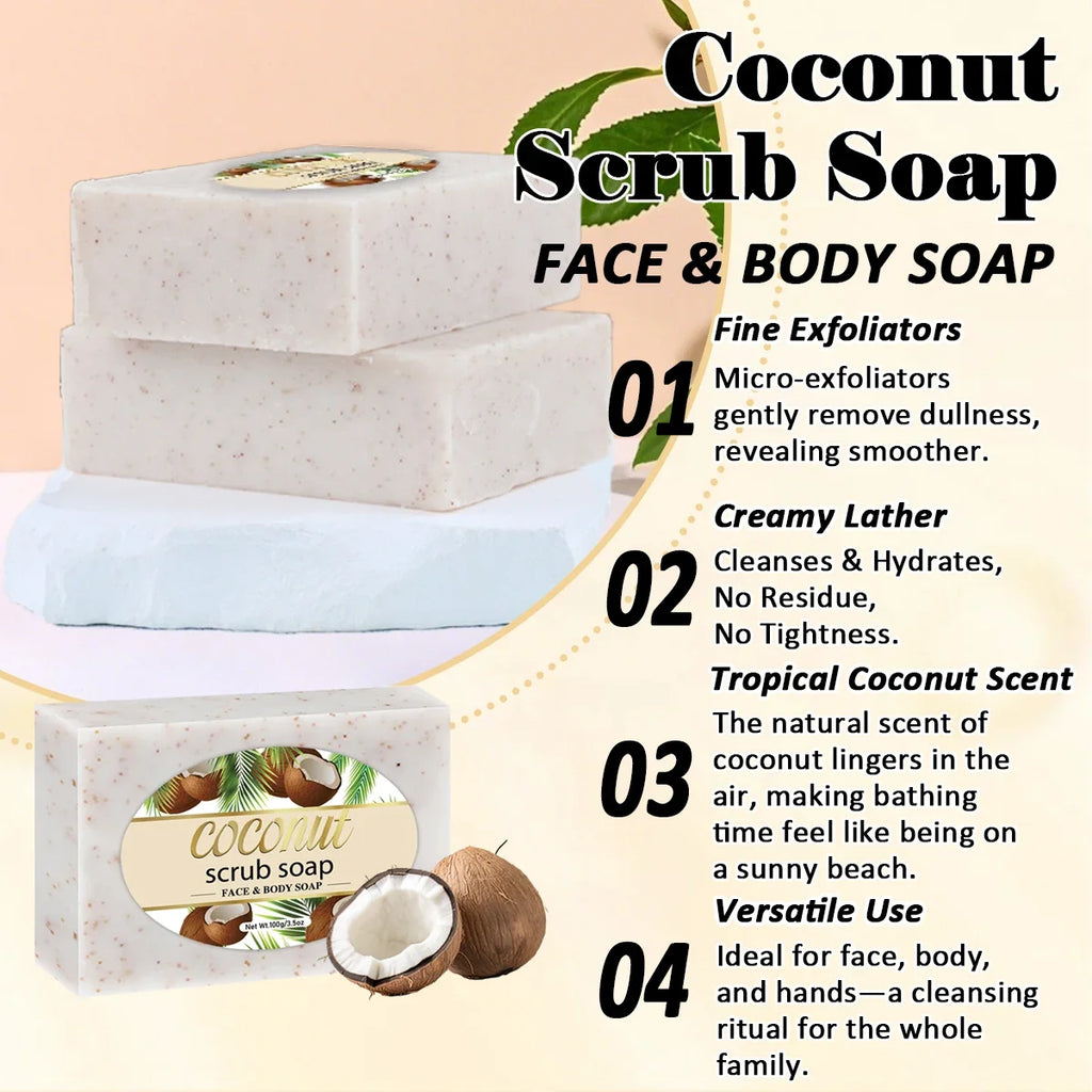 Coconut Scrub Soap – Handmade Exfoliating Face & Body Bar
