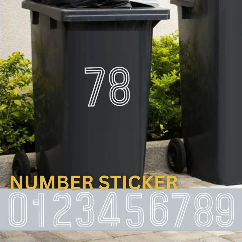 Wheelie Bin Stickers Stripes Number Self Adhesive Waterproof 0-9