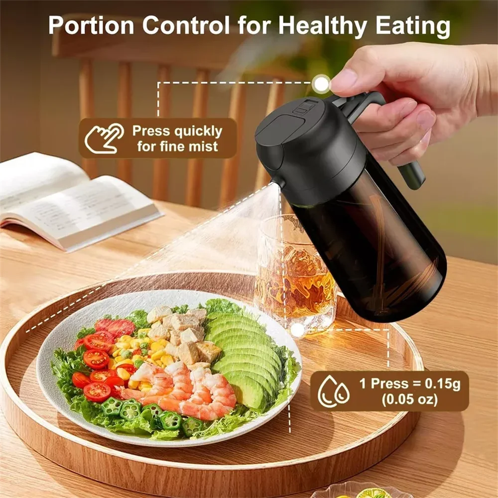 2-in-1 Glass Oil Sprayer Dispenser Leakproof Olive Bottle Cooking Air