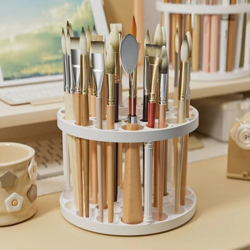 360° Rotating Makeup Brush Holder – Large Capacity Organizer