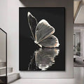 White Butterfly Hand-Painted Oil Painting on Canvas Wall Art