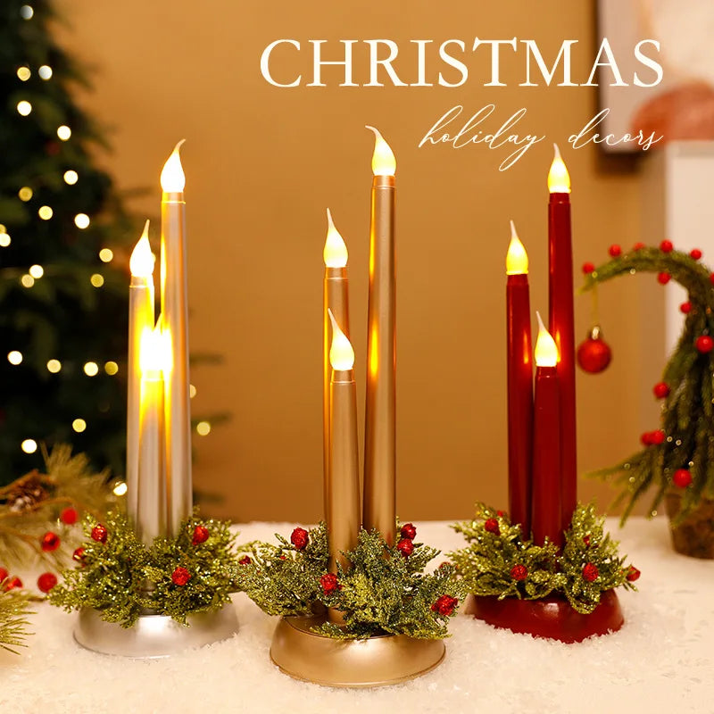 LED Electronic Candles Simulate Christmas Props Long Glossy