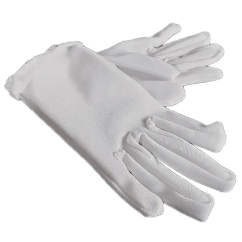White Satin Kids Gloves – Flower Girl Wedding & Party Gloves