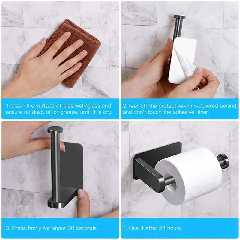 A36T-4X Toilet Paper Holder Self Adhesive Kitchen Washroom Roll No