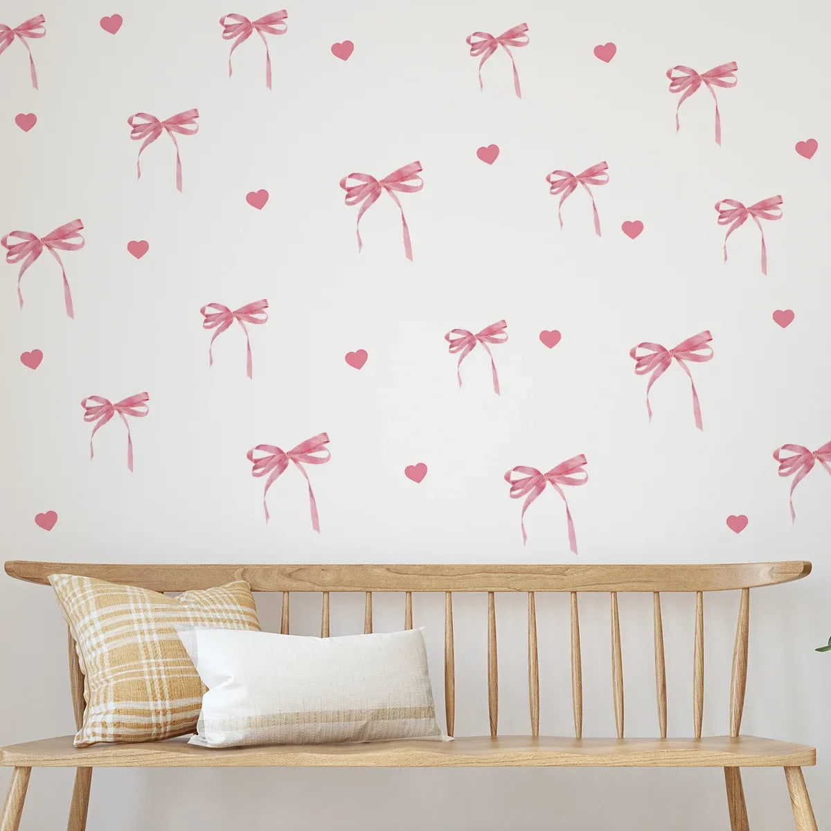 Cute Pink Bow Wall Stickers Boho Bowknot Bedroom Decorative Love