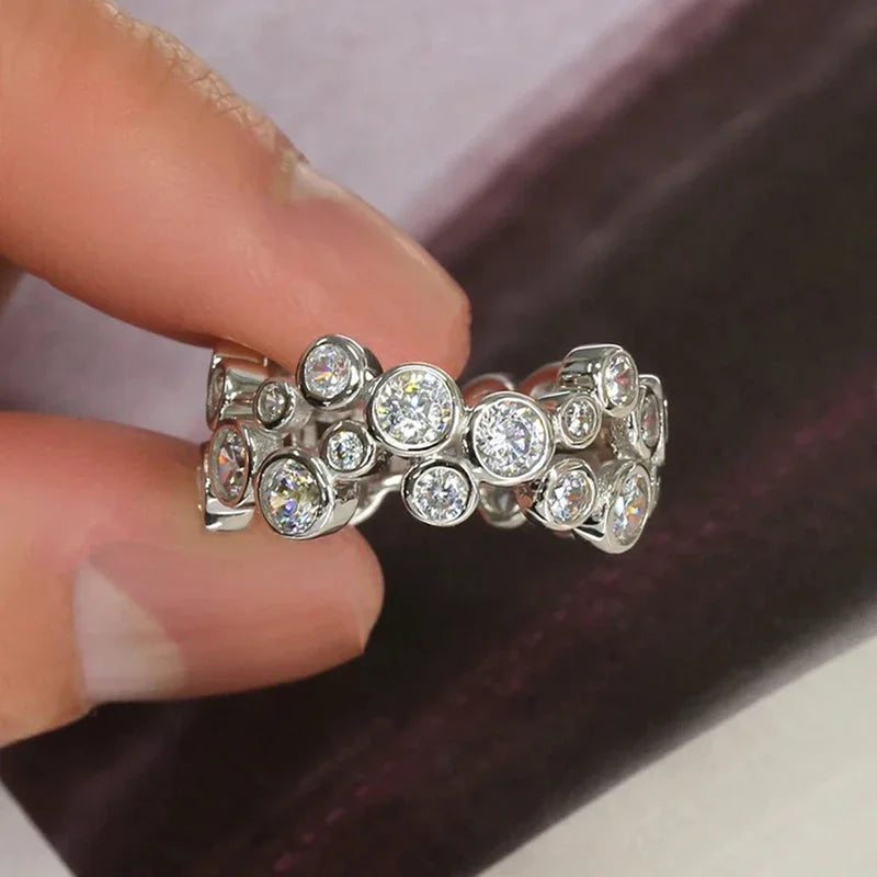 Huitan Round CZ Ring – Women's Cubic Zirconia Wedding Band