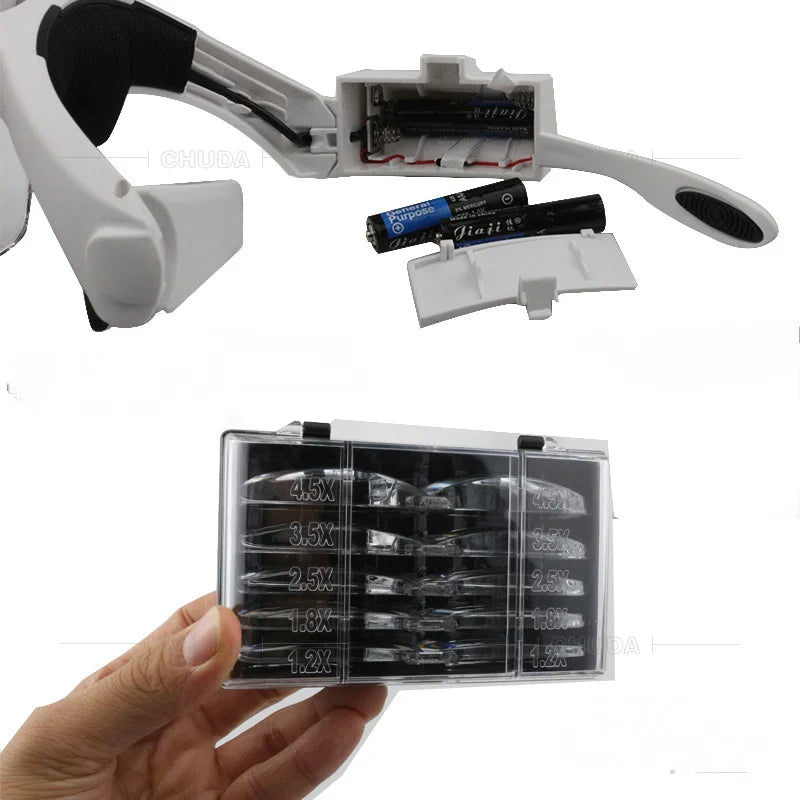 LED Magnifier Glasses 1.2X–4.5X | Jewellery & Watch Loupe