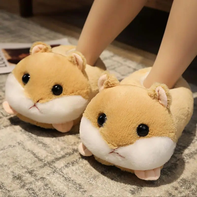 Cute Animal Fluffy Slippers – Women's Winter Cartoon Fur Slides