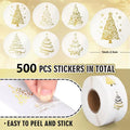 Golden Foil Christmas Stickers Transparent Xmas Tree Sealing Labels