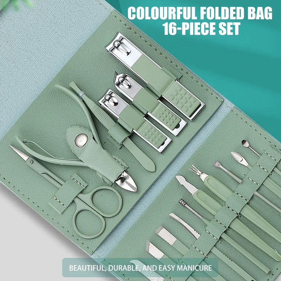 Stainless Steel Nail Clipper Manicure Set with Portable Case