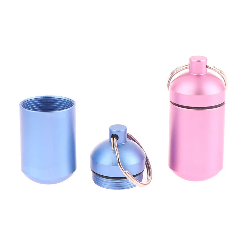 5 Colors Mini Aluminum Medicine Bottle Waterproof Outdoor Keychain