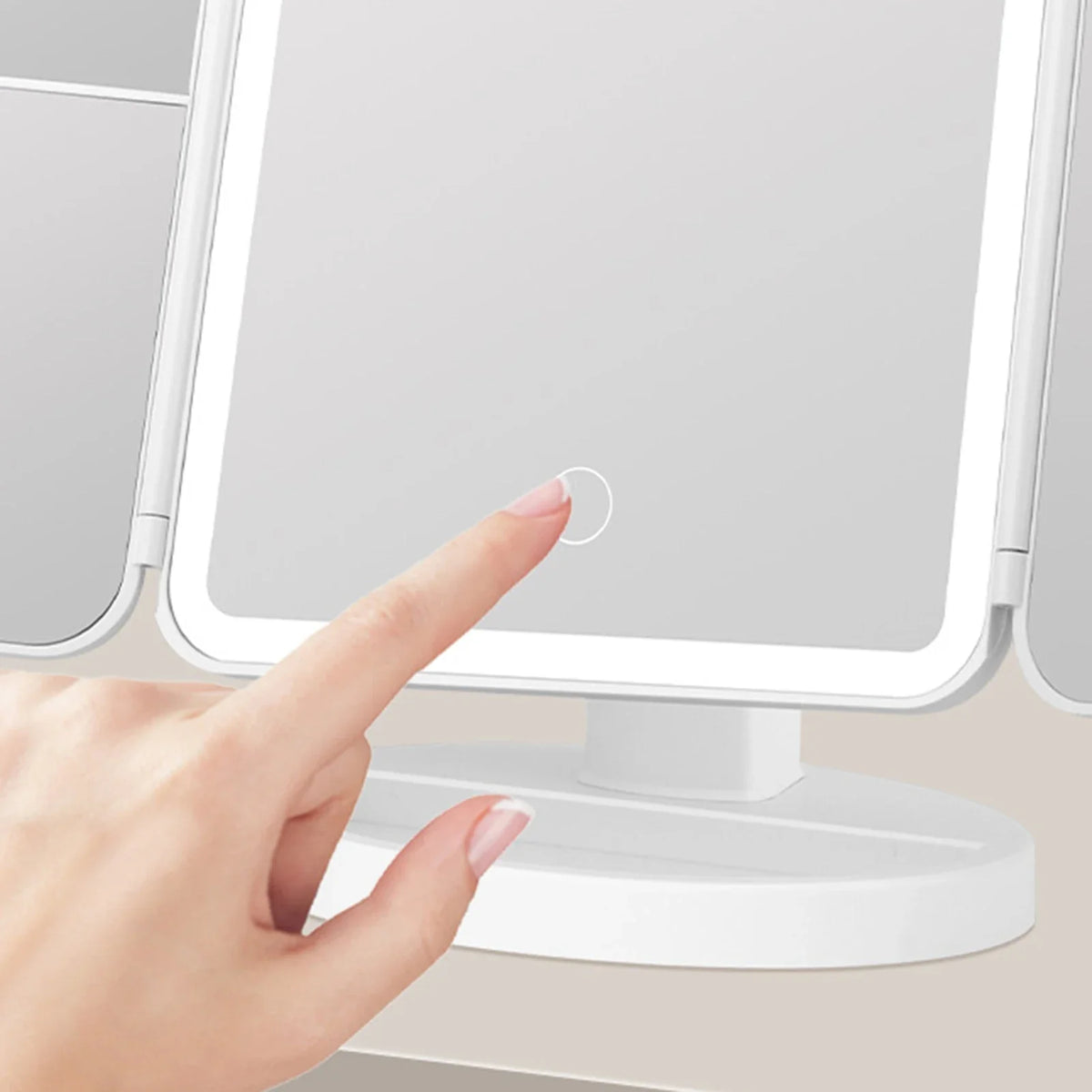 LED Tri-Fold Desktop Vanity Mirror | Touch Sensor Makeup Mirror