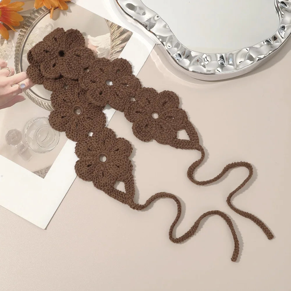 Crochet Flower Headband – Boho Floral Knit Hair Band for Women