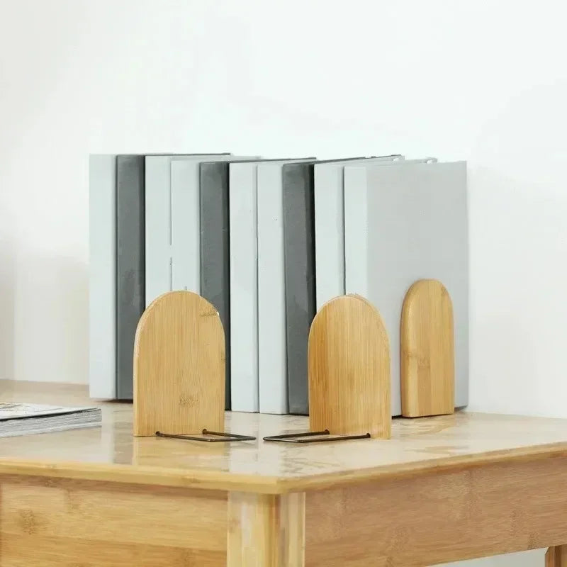 Wood Desktop Bookend Holder – Simple Style Desk Organizer