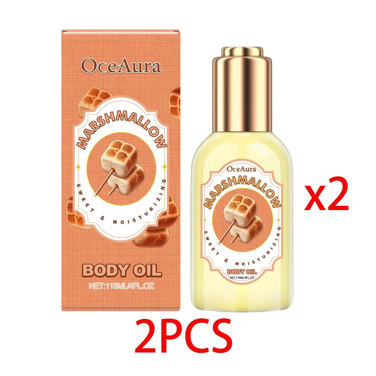 OceAura Marshmallow Body Oil – Sweet Caramel Scented Moisturizer
