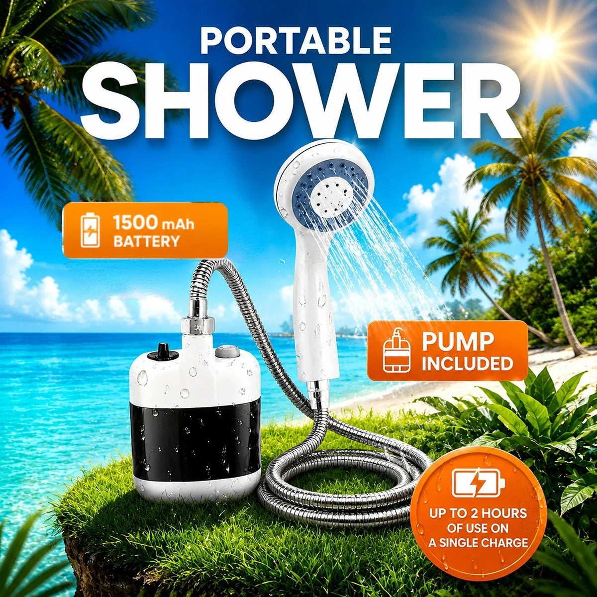 Portable Camping Shower | USB Rechargeable Electric Pump