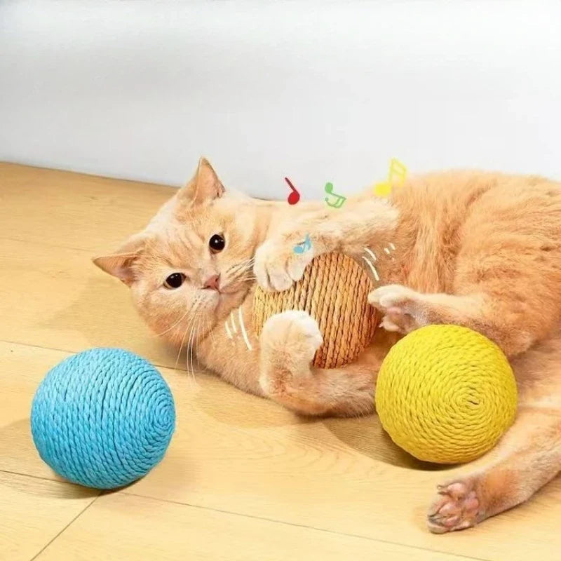 Extra Large Sisal Ball Cat Toy – Chew, Scratch & Teaser Wand