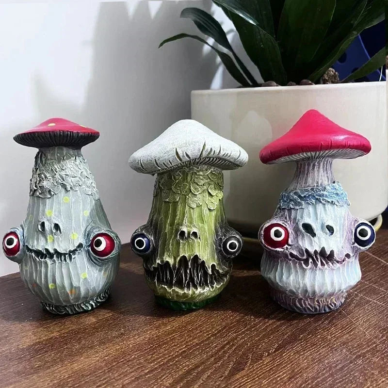 Resin Monster Skull Mushroom Figurine – Home & Garden Decor