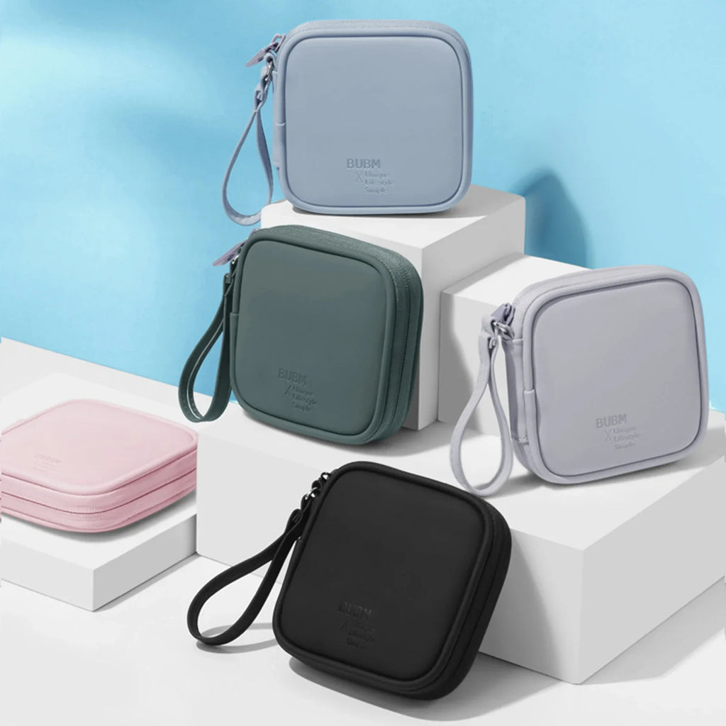 PU Leather Cable Organizer Bag – Waterproof Multi-Compartment