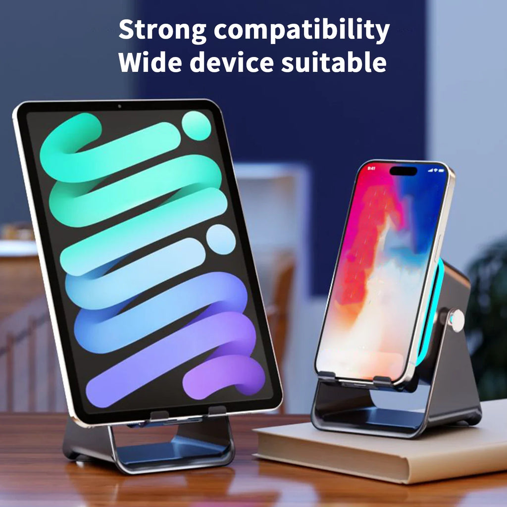 Folding Phone Stand with Bluetooth Speaker & LED Light – 10W