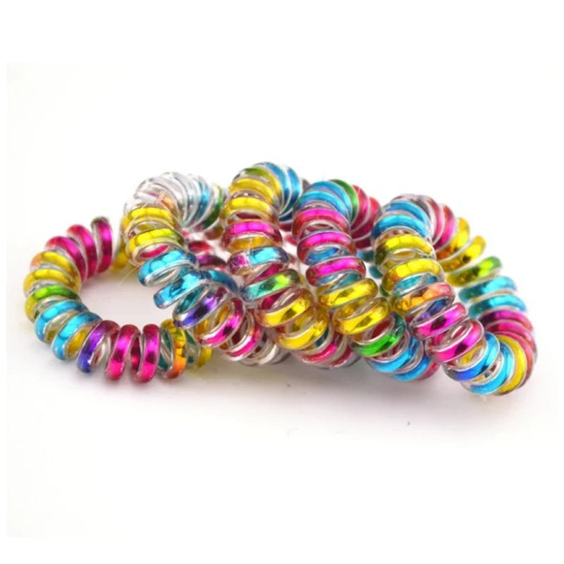 10-Pack Telephone Wire Elastic Hair Bands & Scrunchies 3.5cm
