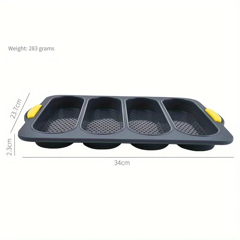 4-Grid Silicone Bread & Cake Mold – Rectangular Baking Pan