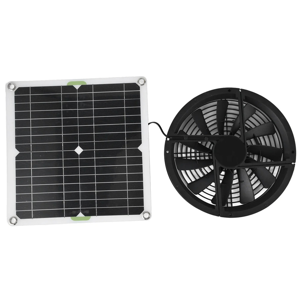 Solar Panel Fan 100W Waterproof Round Ventilation Case Exhaust