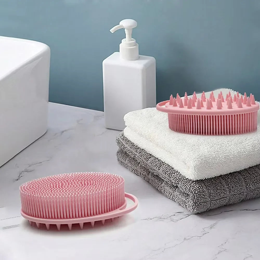 2-in-1 Silicone Shower Brush – Body Scrub & Scalp Massager
