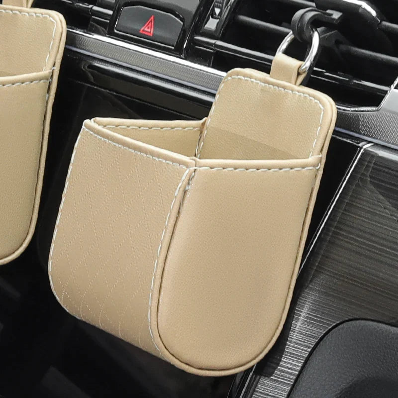 Car Air Vent Storage Bag – PU Leather Organizer Pocket