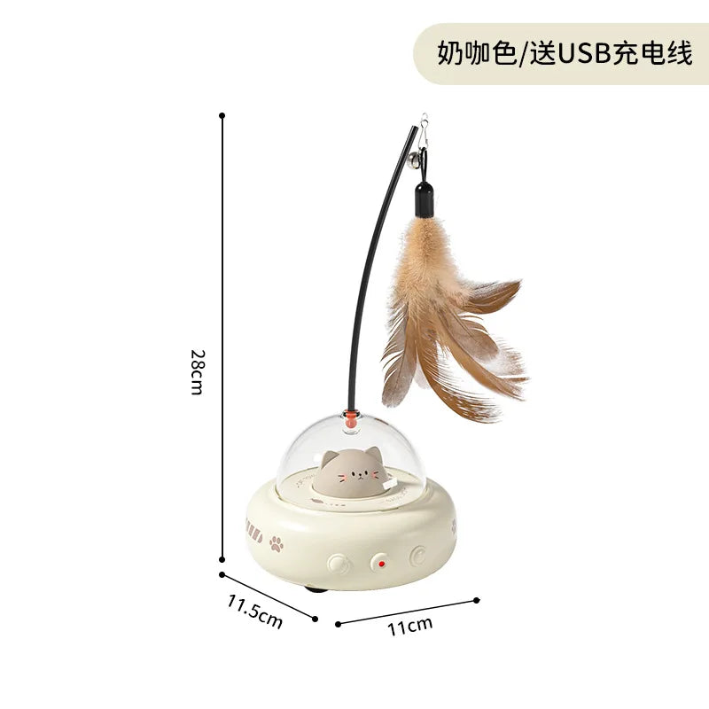 Smart Electric Cat Toy Auto Rotating Feather Wand Interactive Self