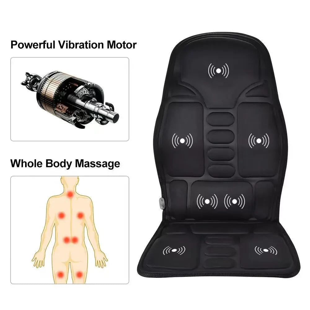 Heated Massage Seat Cushion | 7 Motors, Car & Home Use