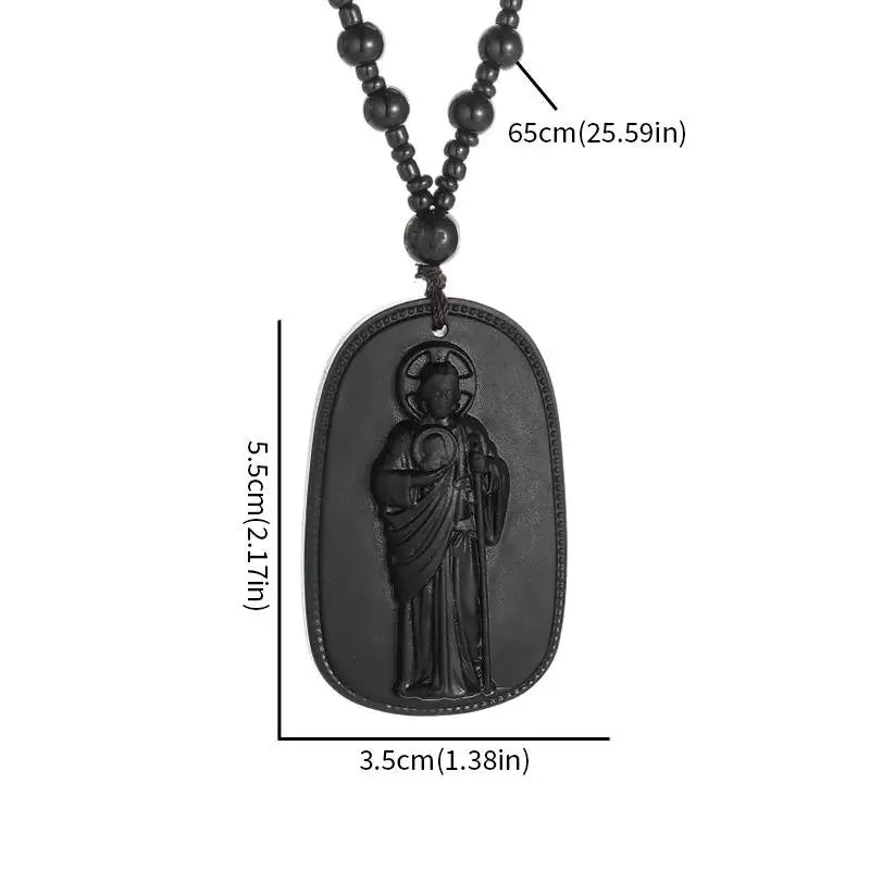 Imitation Jade Bodhisattva Pendant Necklace | Unisex Choker