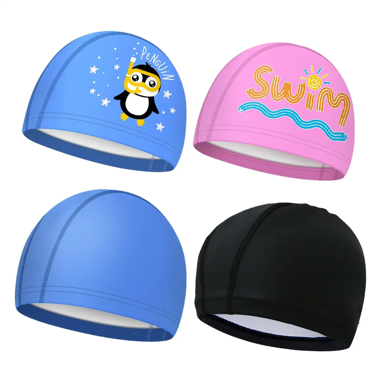 Kids Cartoon Silicone Swim Cap | Waterproof Ear Protection Ages 3–15