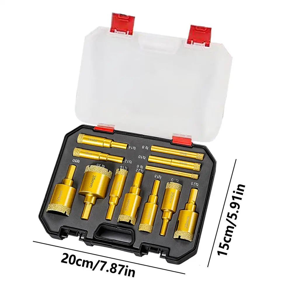 12-Piece Tile Hole Saw Kit | Ceramic, Porcelain, Granite & Glass