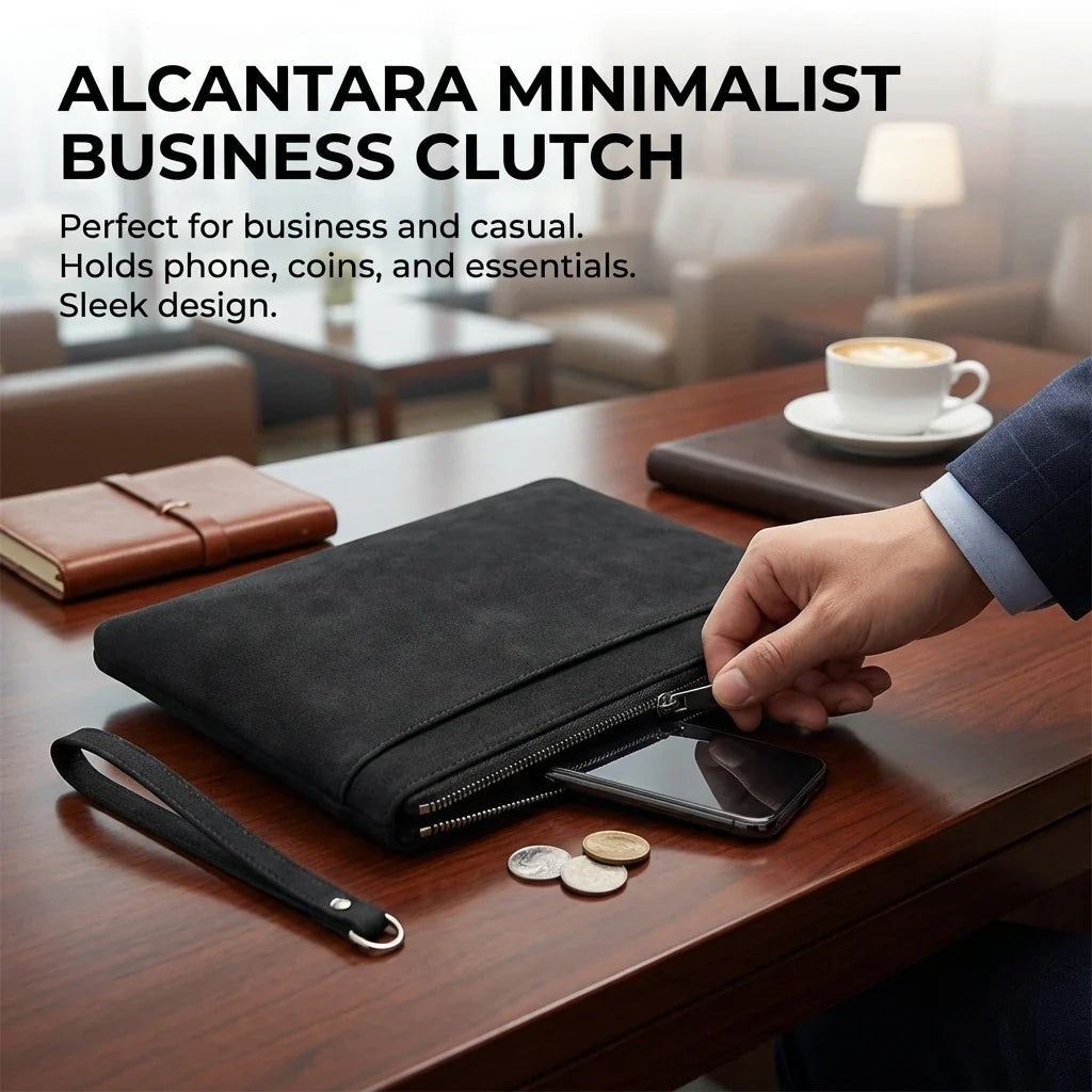 Men's Slim PU Leather Clutch Bag – Business Phone Pouch
