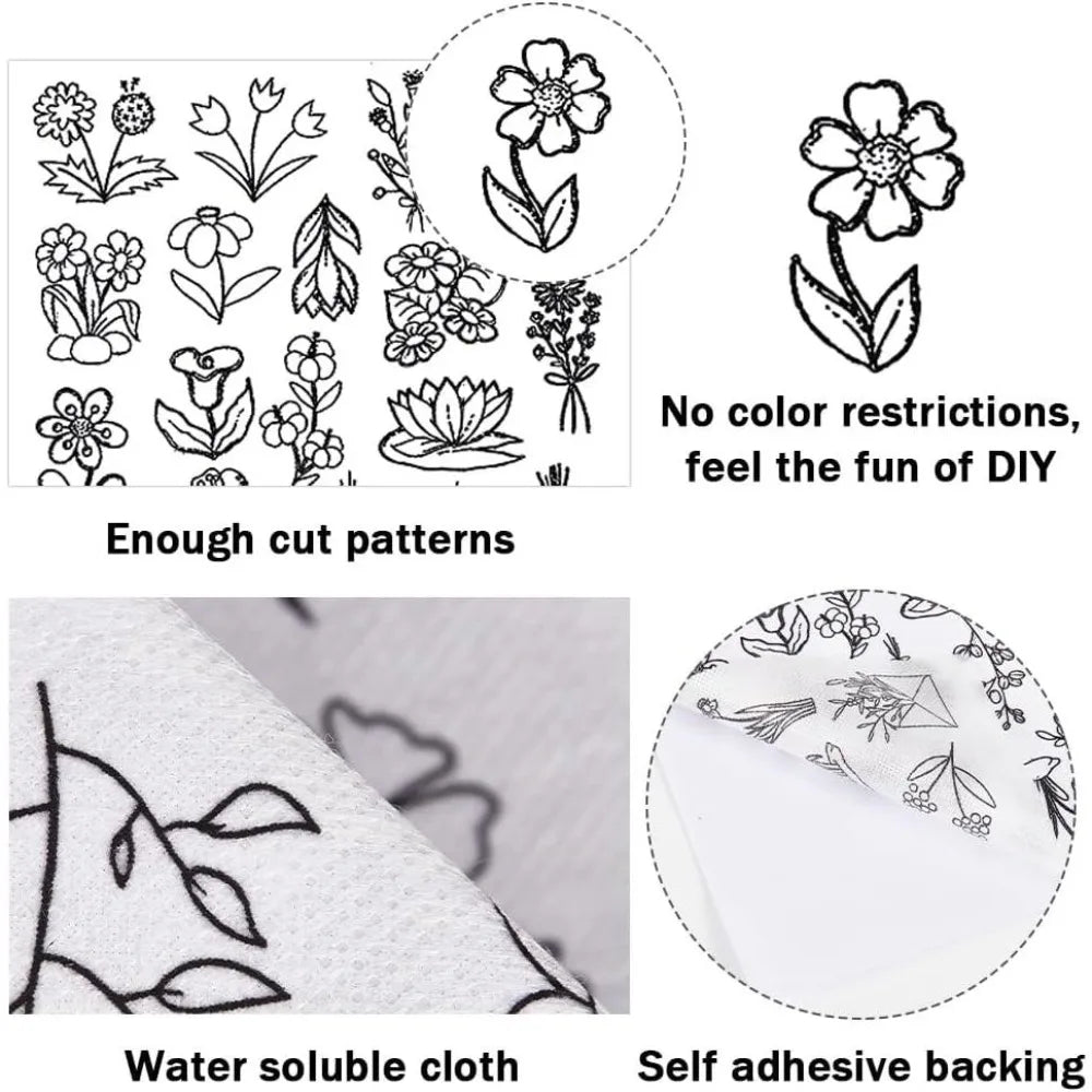100 Pcs Water Soluble Stick & Stitch Embroidery Stabilizers