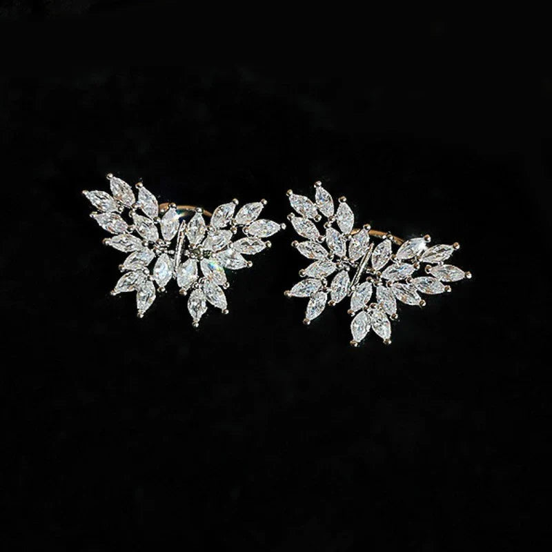 Huitan Butterfly Clip-On Earrings | Cubic Zirconia Ear Climbers