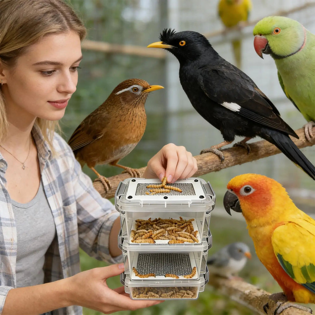 3-Layer Mealworm Breeding Kit – Transparent Feeder Bin