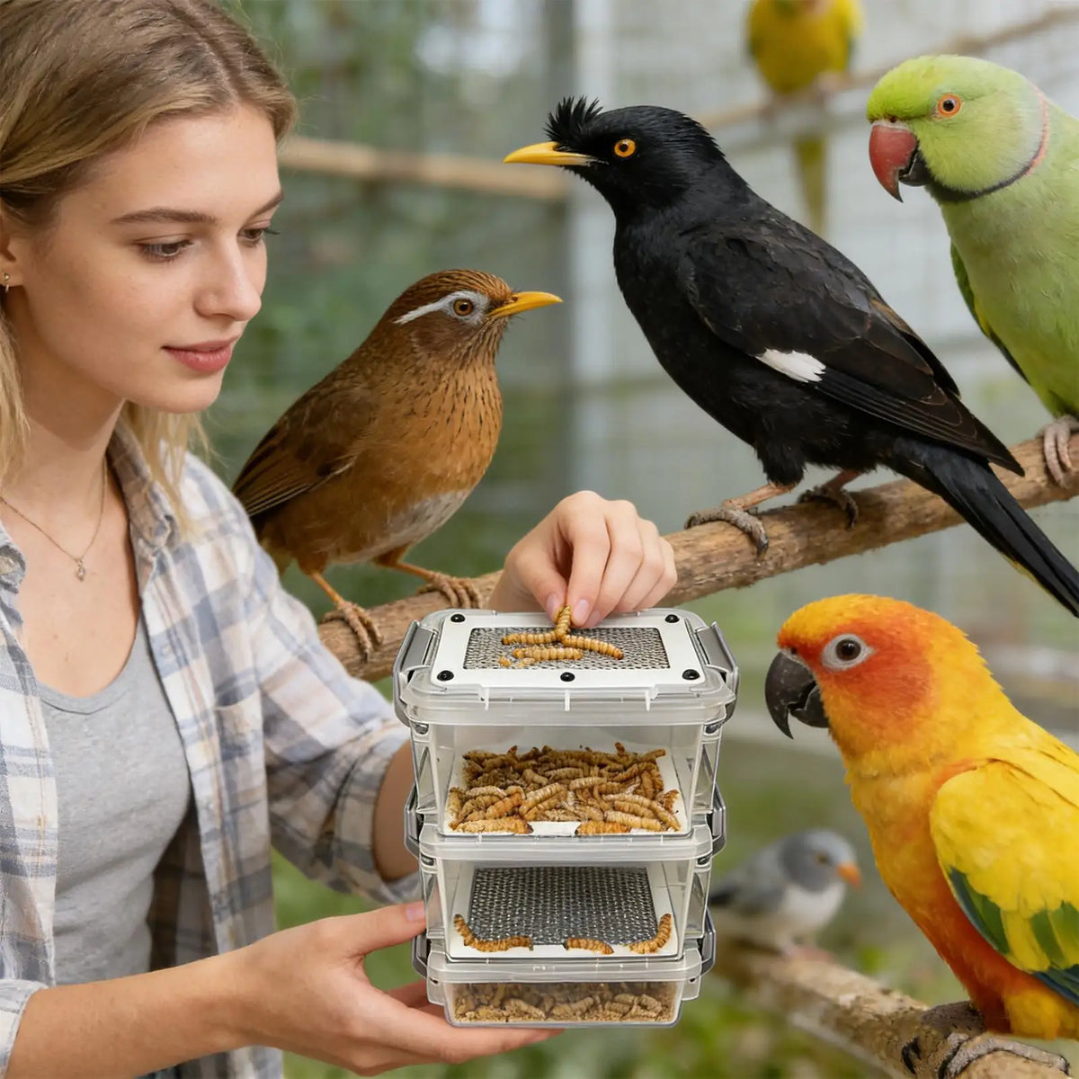 3-Layer Mealworm Breeding Kit – Transparent Feeder Bin