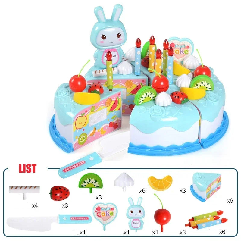 Kids Pretend Play Cutting Cake & Dessert Kitchen Toy Set