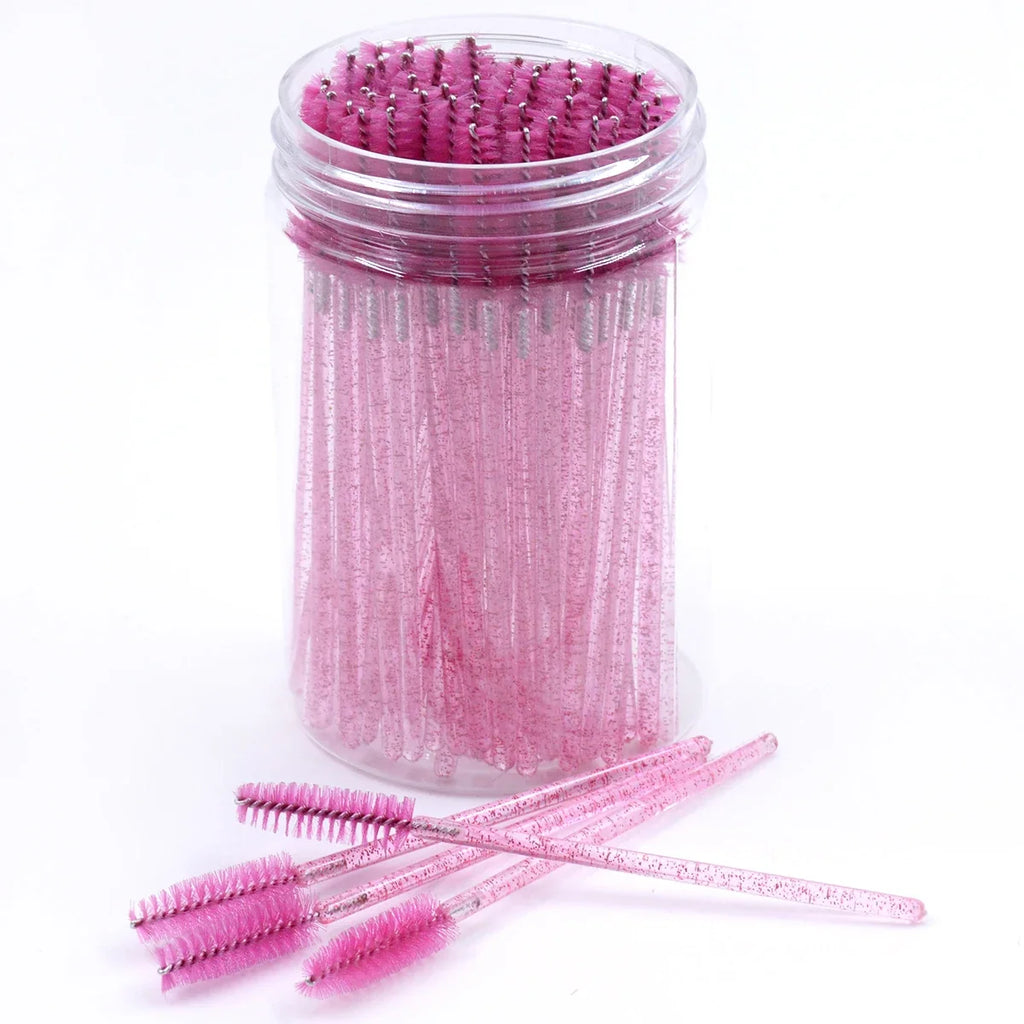 50pc Disposable Mascara Wands & Spoolie Brushes in Bottle