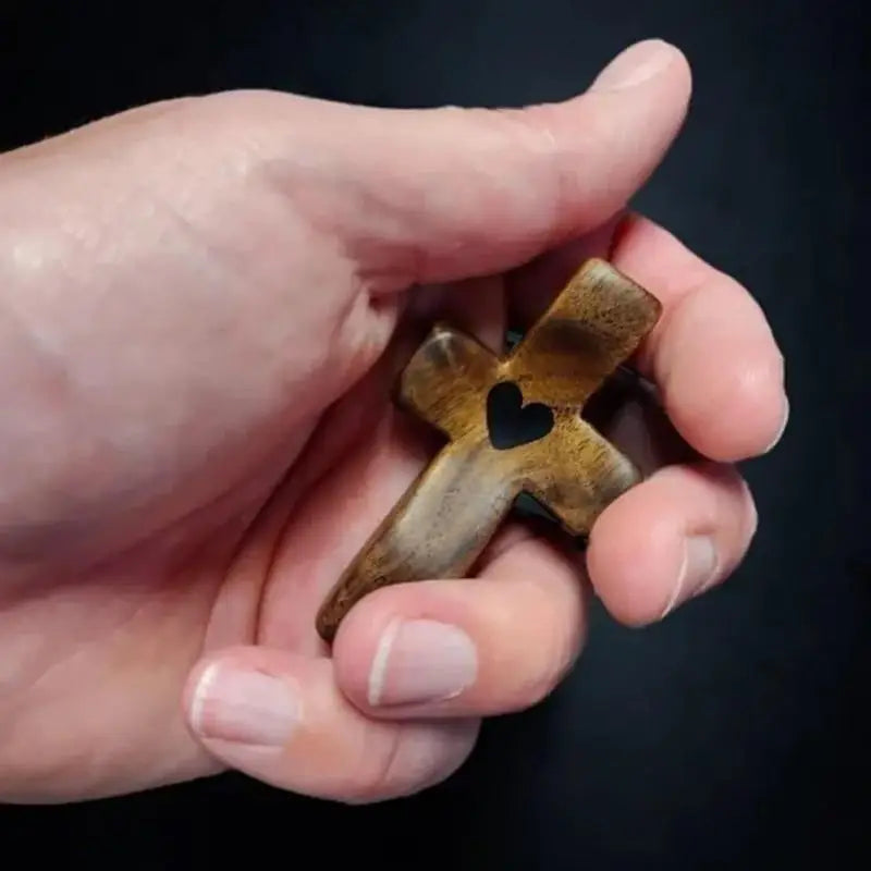 3-Pack Pocket Wooden Cross with Epoxy Heart | Faith Gift Set