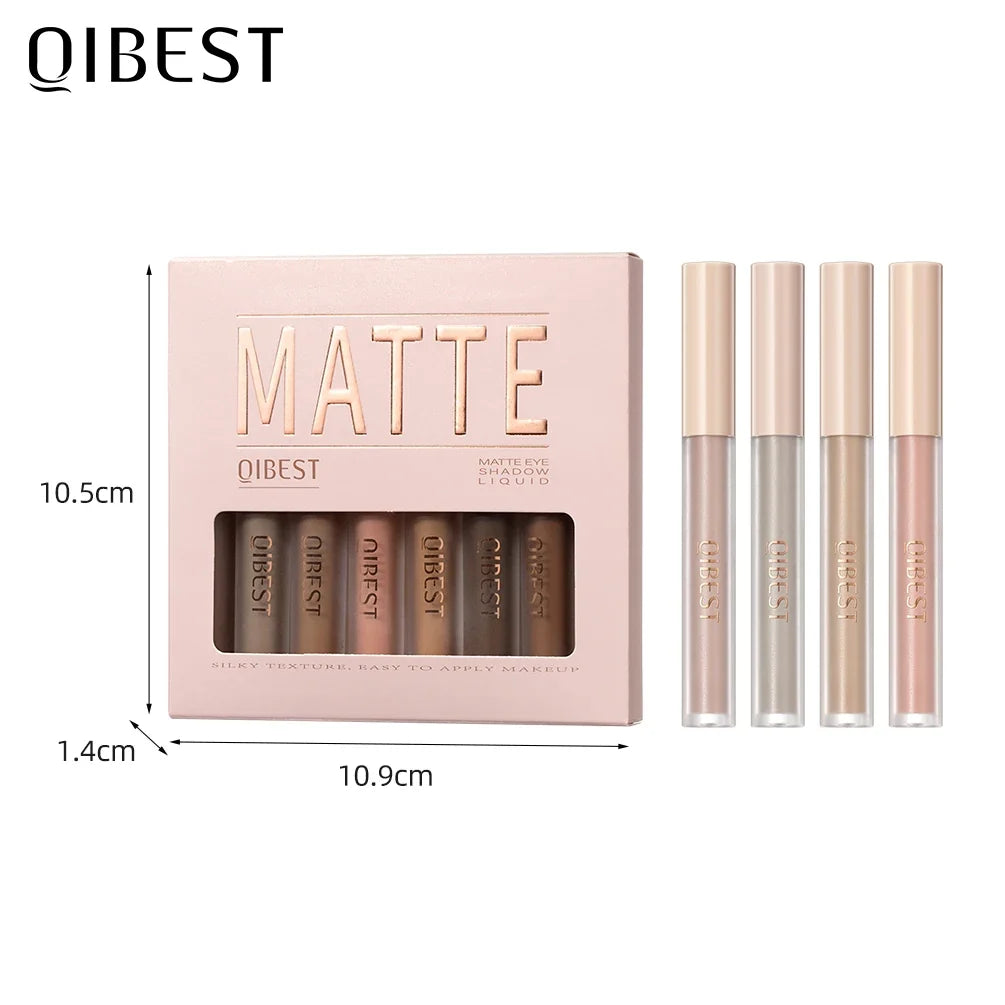 QIBEST 8-Color Matte Liquid Eyeshadow Set – Waterproof & Long-Lasting